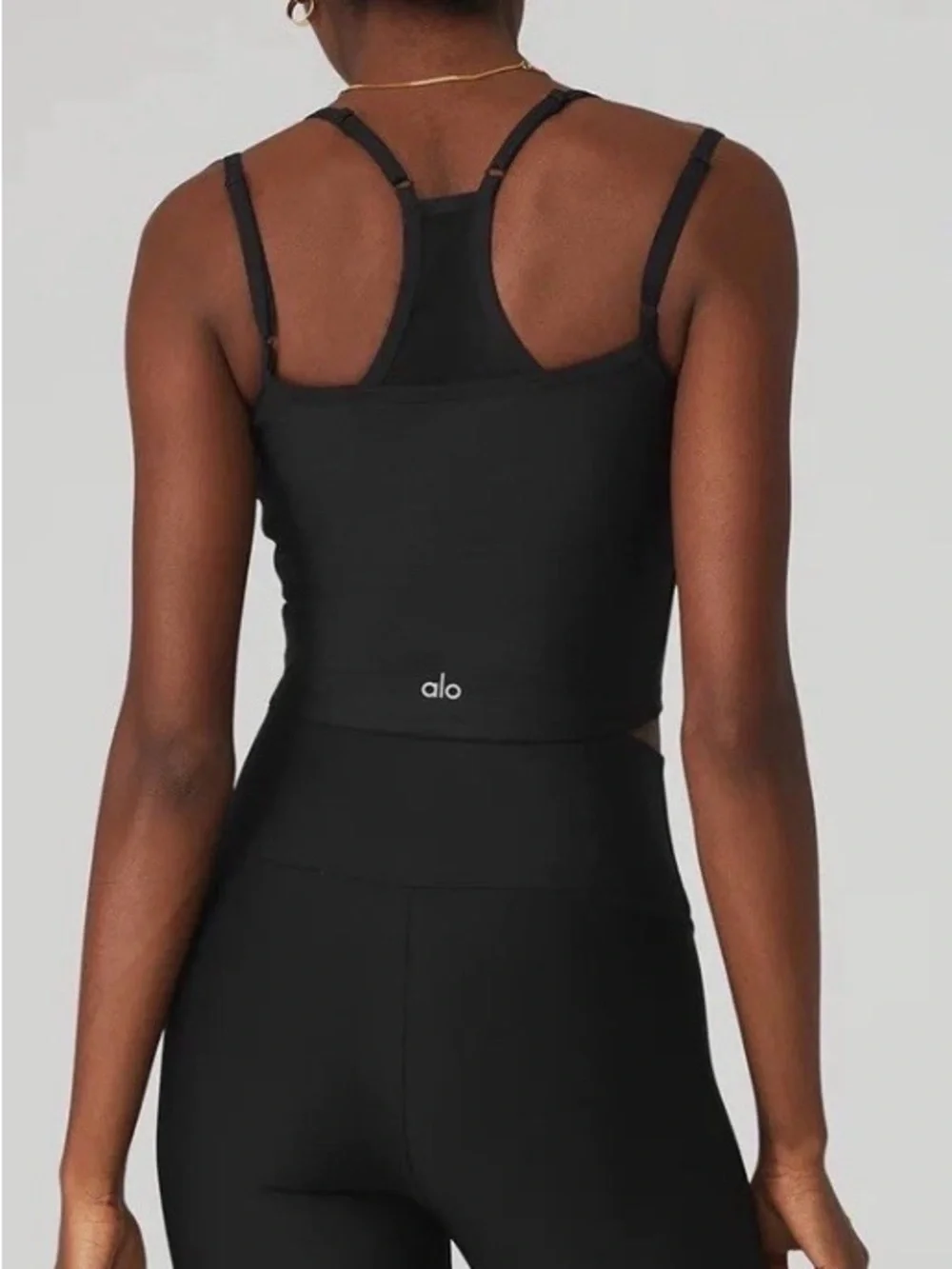 Alo Yoga Black Strappy Shelf Bra or Cropped Tank Top Size Medium